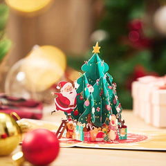 1pc Merry Christmas Pop Up Card Christmas Tree And Santa Greeting Card