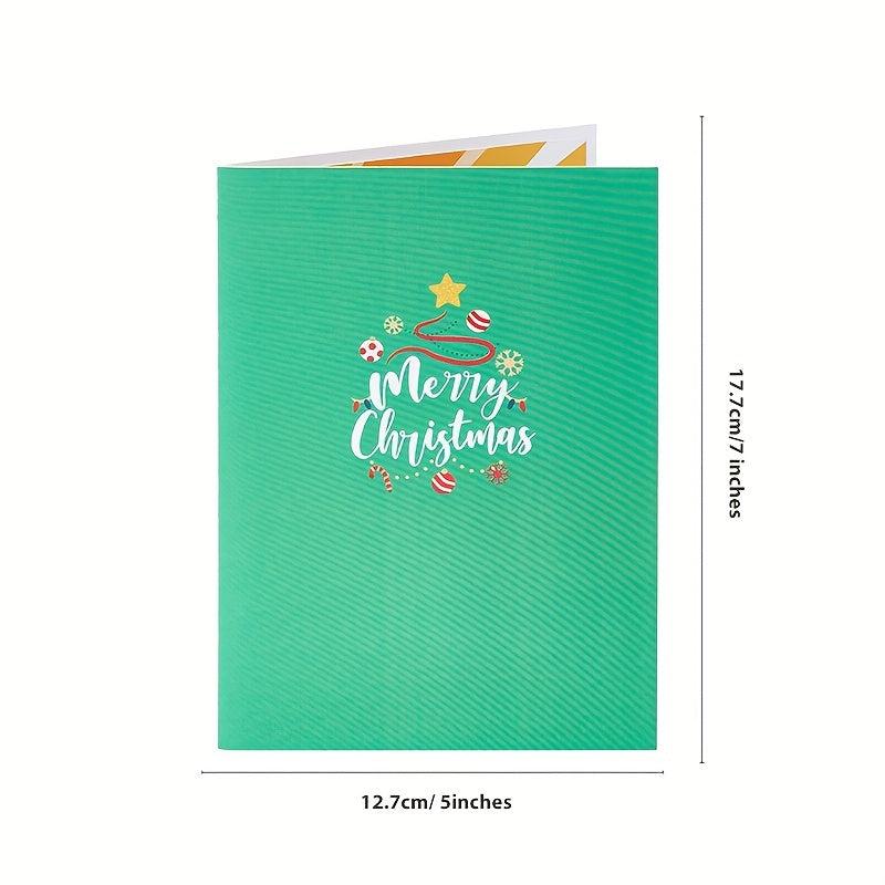 1pc Merry Christmas Pop Up Card Christmas Tree And Santa Greeting Card