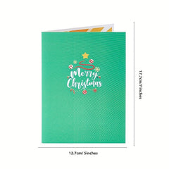 1pc Merry Christmas Pop Up Card Christmas Tree And Santa Greeting Card