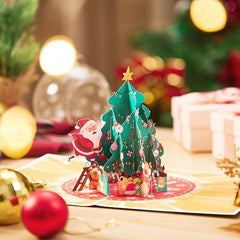 1pc Merry Christmas Pop Up Card Christmas Tree And Santa Greeting Card