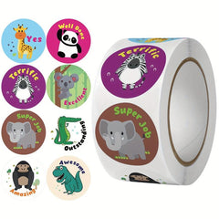 500pcs Round Cartoon Animal Reward Stickers