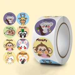 500pcs Round Cartoon Animal Reward Stickers
