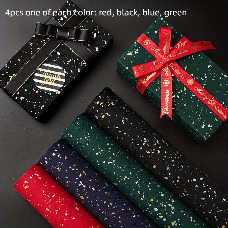 4pcs Pearlescent Paper Christmas Gift Wrapping Flower Wrapping Paper
