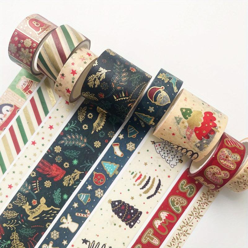 8 Rolls Christmas Bronzing Washi Paper Tape for Creative Decoration