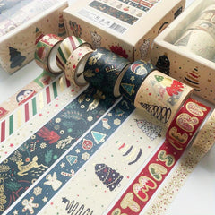 8 Rolls Christmas Bronzing Washi Paper Tape for Creative Decoration