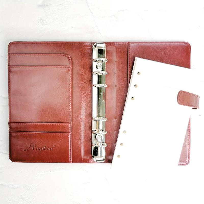 A6 Retro Brown 6 Hole Loose Leaf Notebook Leather Snap Notepad