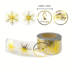 500pcs 1 Inch Christmas Stickers Round Transparent Adhesive Sealing Stickers