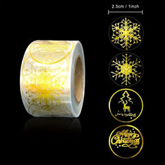 500pcs 1 Inch Christmas Stickers Round Transparent Adhesive Sealing Stickers