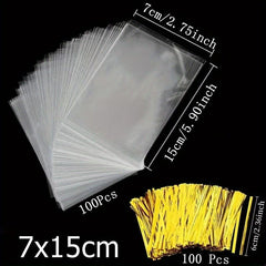 100pcs Transparent Gift Bags for Bakery Packaging