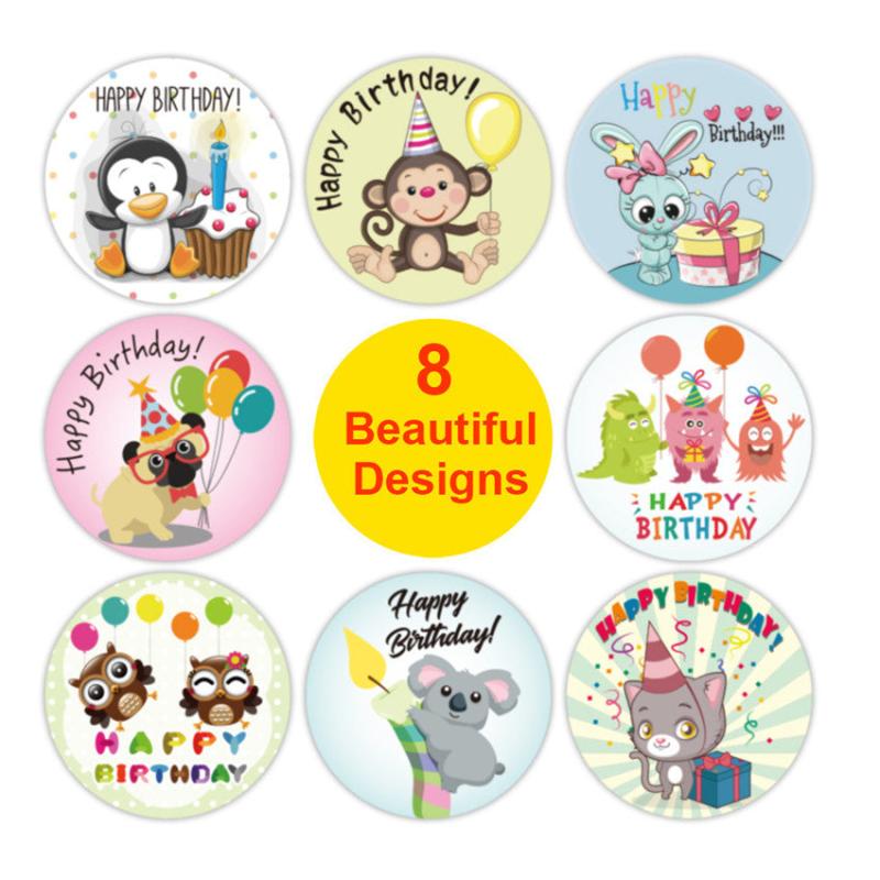 500pcs Cartoon Happy Birthday Stickers for Office Decor