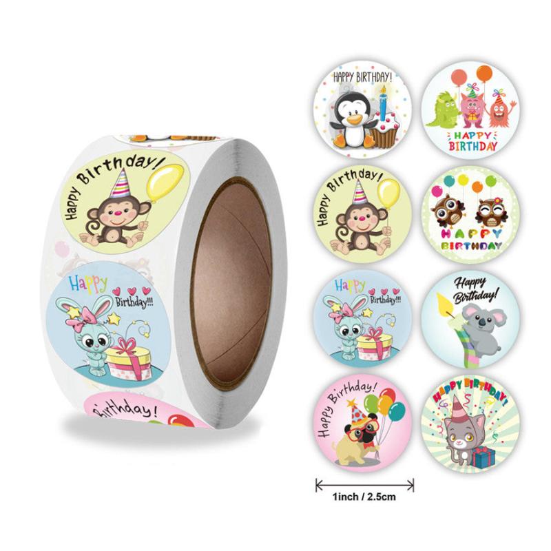 500pcs Cartoon Happy Birthday Stickers for Office Decor
