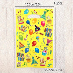 10pcs Happy Birthday Party Favor Bags Balloon Cake Candy Gift Tote