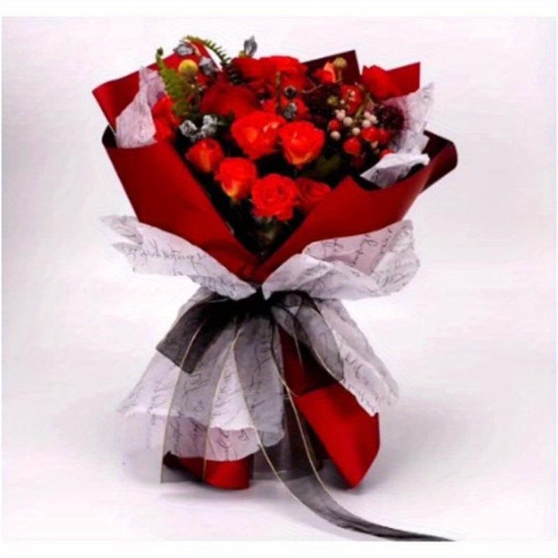 20 Sheets Waterproof Flower Bouquet Wrapping Paper 57x57 Dark Red