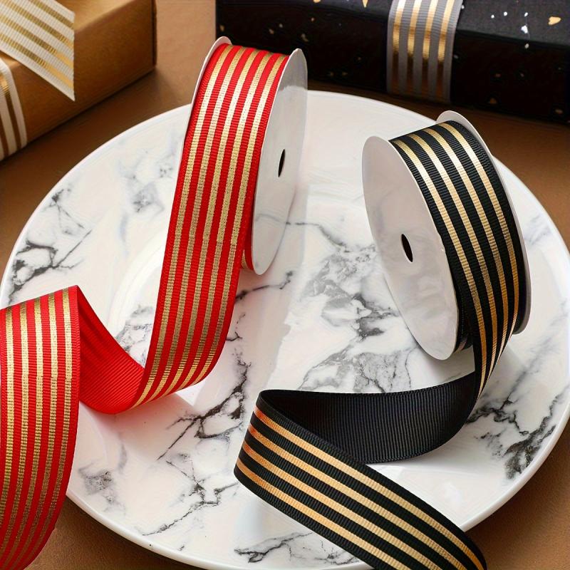 9m Bronzing Webbing 1in Satin Ribbon Golden Striped Ribbon Bag Bow Ribbon