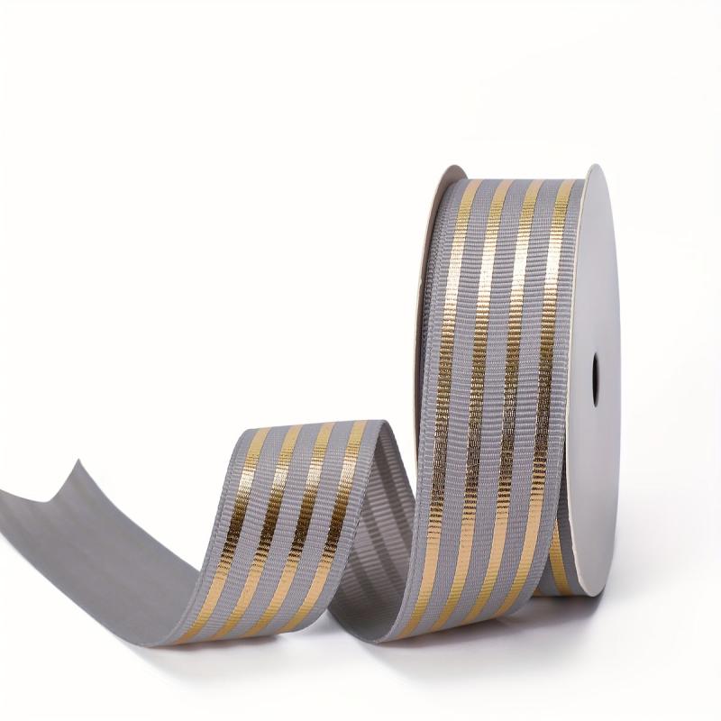 9m Bronzing Webbing 1in Satin Ribbon Golden Striped Ribbon Bag Bow Ribbon