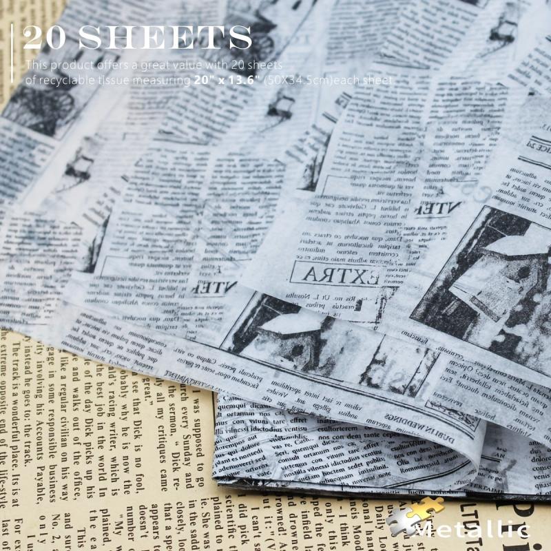 Metallic Print Translucent Gift Wrapping Tissue Paper Bulk