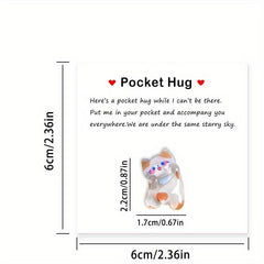 1pc Cats Resin Animal Decorated Pocket Hugs With Encouragement Cards