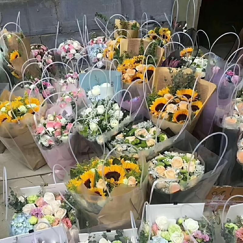 Clear Flower Bouquet Bags With Handle - Florist Packaging