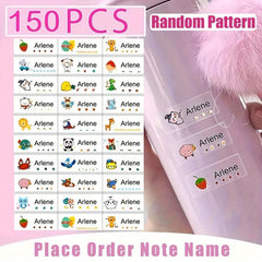 Custom Name Stickers Cartoon Pattern Waterproof Personal Labels