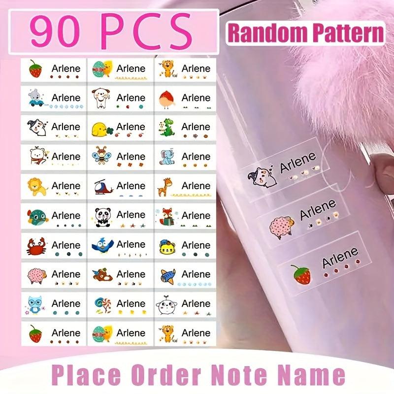 Custom Name Stickers Cartoon Pattern Waterproof Personal Labels