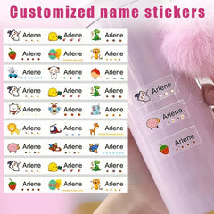 Custom Name Stickers Cartoon Pattern Waterproof Personal Labels
