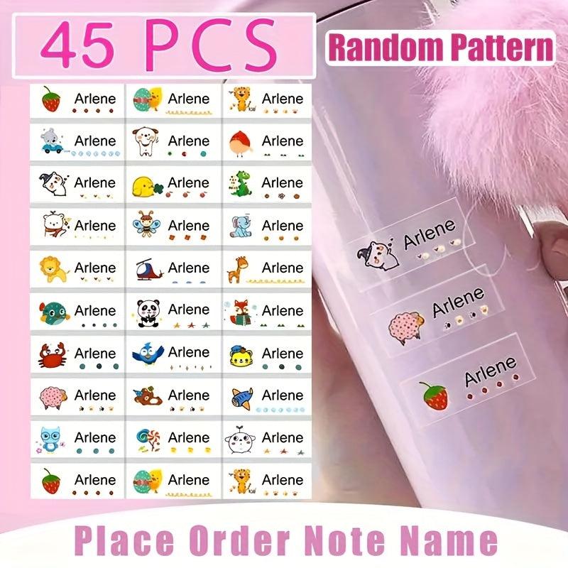 Custom Name Stickers Cartoon Pattern Waterproof Personal Labels