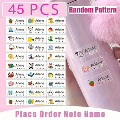 Custom Name Stickers Cartoon Pattern Waterproof Personal Labels