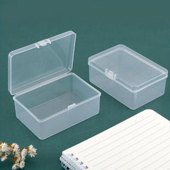 Rectangular Plastic Storage Box Transparent PP Covered Stationery Organizer