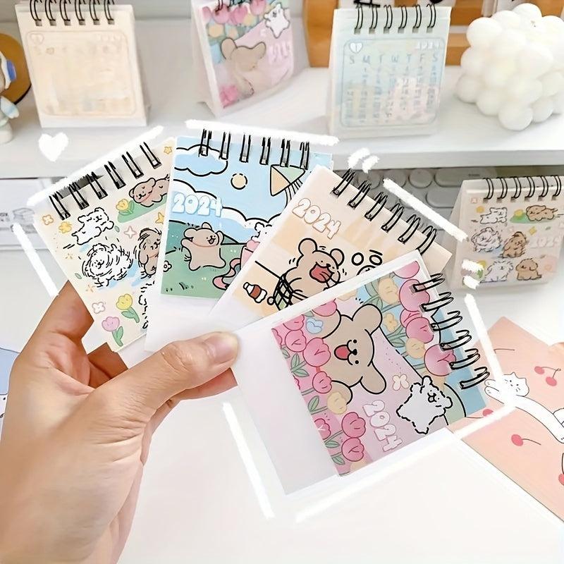 1pc Year Advance Line Small Dog Student Party Office Notes Mini Calendar Desktop