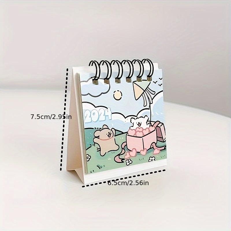 1pc Year Advance Line Small Dog Student Party Office Notes Mini Calendar Desktop