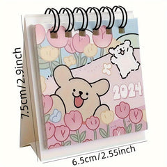 1pc Year Advance Line Small Dog Student Party Office Notes Mini Calendar Desktop