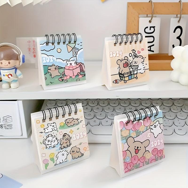1pc Year Advance Line Small Dog Student Party Office Notes Mini Calendar Desktop