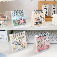 1pc Year Advance Line Small Dog Student Party Office Notes Mini Calendar Desktop