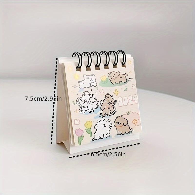1pc Year Advance Line Small Dog Student Party Office Notes Mini Calendar Desktop