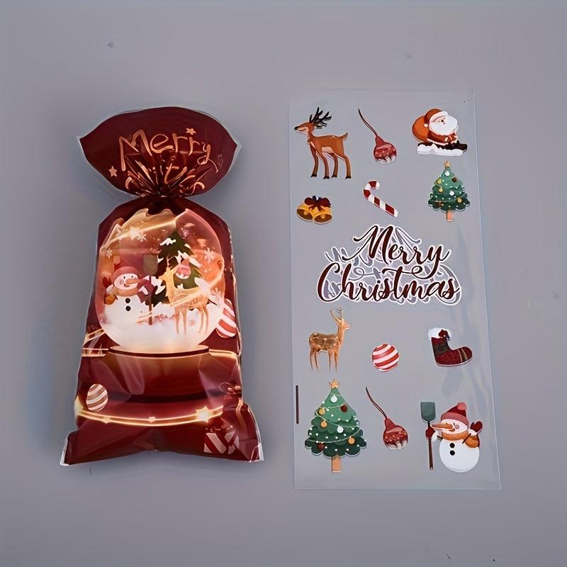 50pcs Christmas Candy Bag Snack Biscuit Bag Cellophane Gift Party Candy Bag