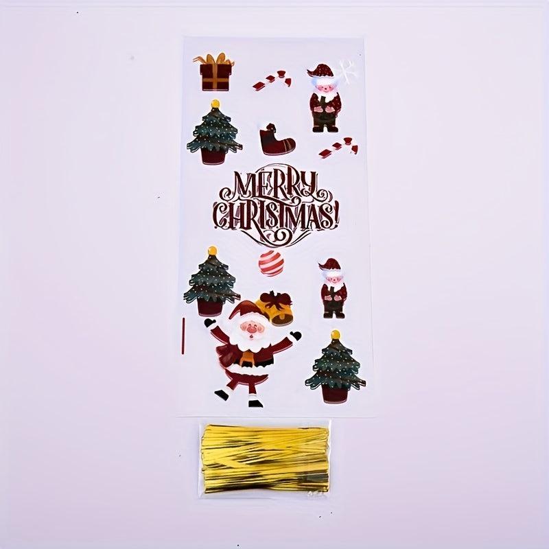 50pcs Christmas Candy Bag Snack Biscuit Bag Cellophane Gift Party Candy Bag