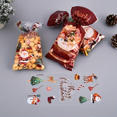 50pcs Christmas Candy Bag Snack Biscuit Bag Cellophane Gift Party Candy Bag