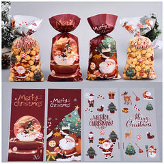 50pcs Christmas Candy Bag Snack Biscuit Bag Cellophane Gift Party Candy Bag