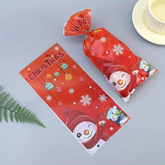 50pcs Christmas Candy Bag Christmas Party Gift Bag Santa Claus Paper Candy Bag