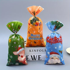 50pcs Christmas Candy Bag Christmas Party Gift Bag Santa Claus Paper Candy Bag