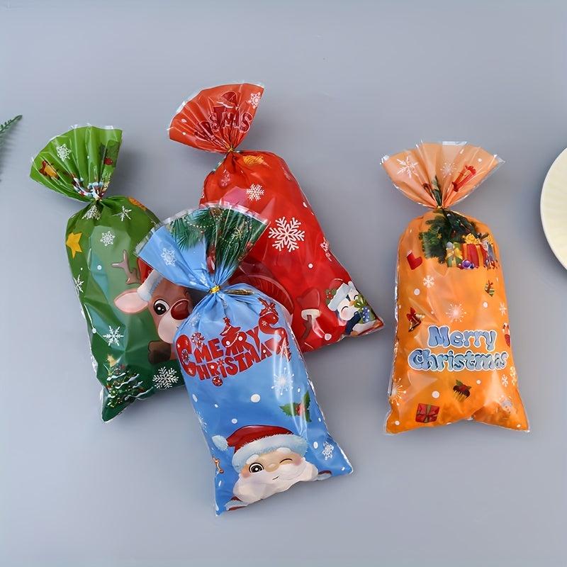 50pcs Christmas Candy Bag Christmas Party Gift Bag Santa Claus Paper Candy Bag