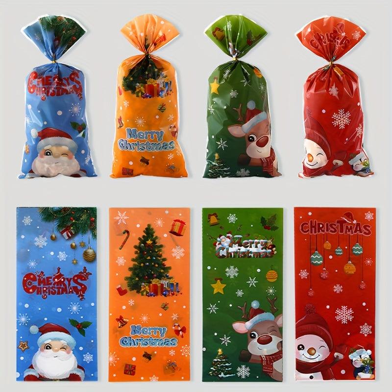 50pcs Christmas Candy Bag Christmas Party Gift Bag Santa Claus Paper Candy Bag
