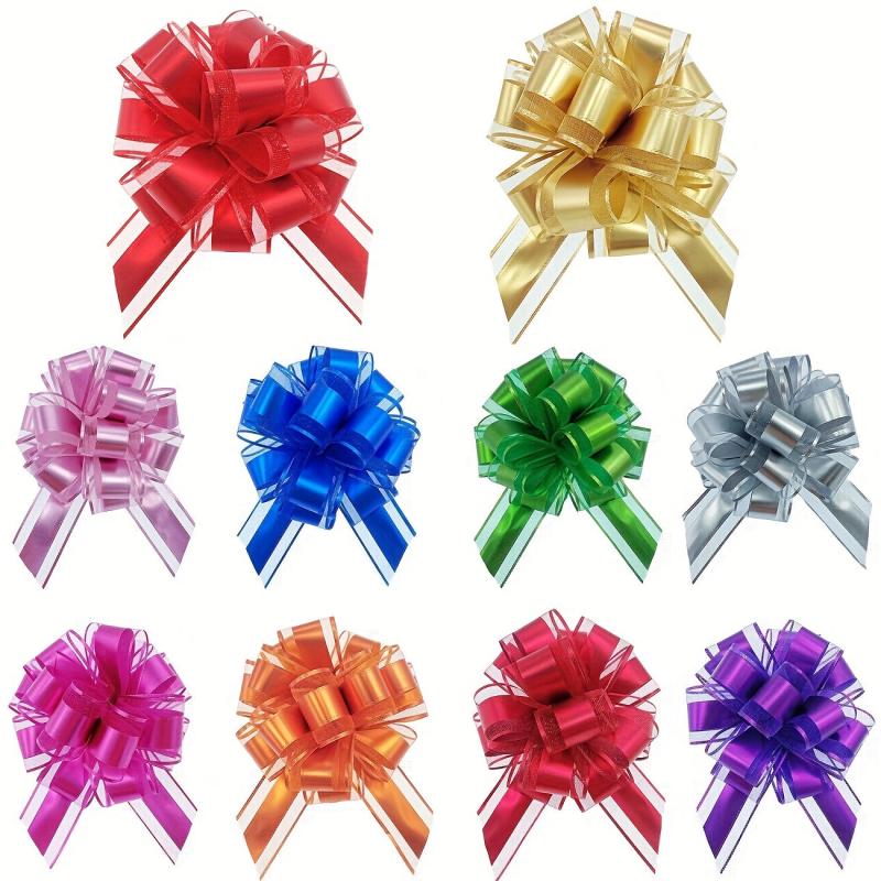 2pcs Large Christmas Pull Bows for Gift Wrapping 15-24cm Ribbon Bows
