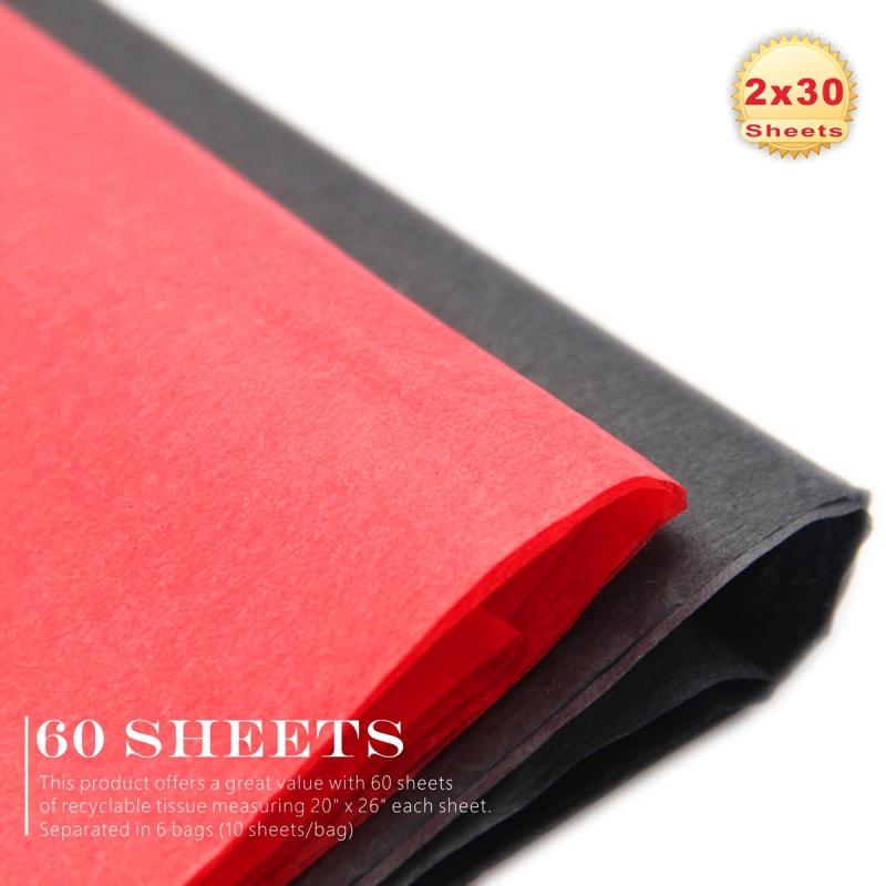 60 Sheets Red & Mixed Wrapping Paper 20X26 Inches Tissue Paper Crafting Paper