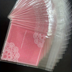 100pcs Pink Lace Printed Gift Bags for Parties