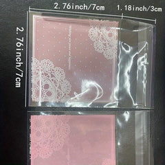100pcs Pink Lace Printed Gift Bags for Parties