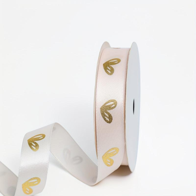 9m Hot Stamping Peach Heart Ribbon for Gift Packaging & Bouquets
