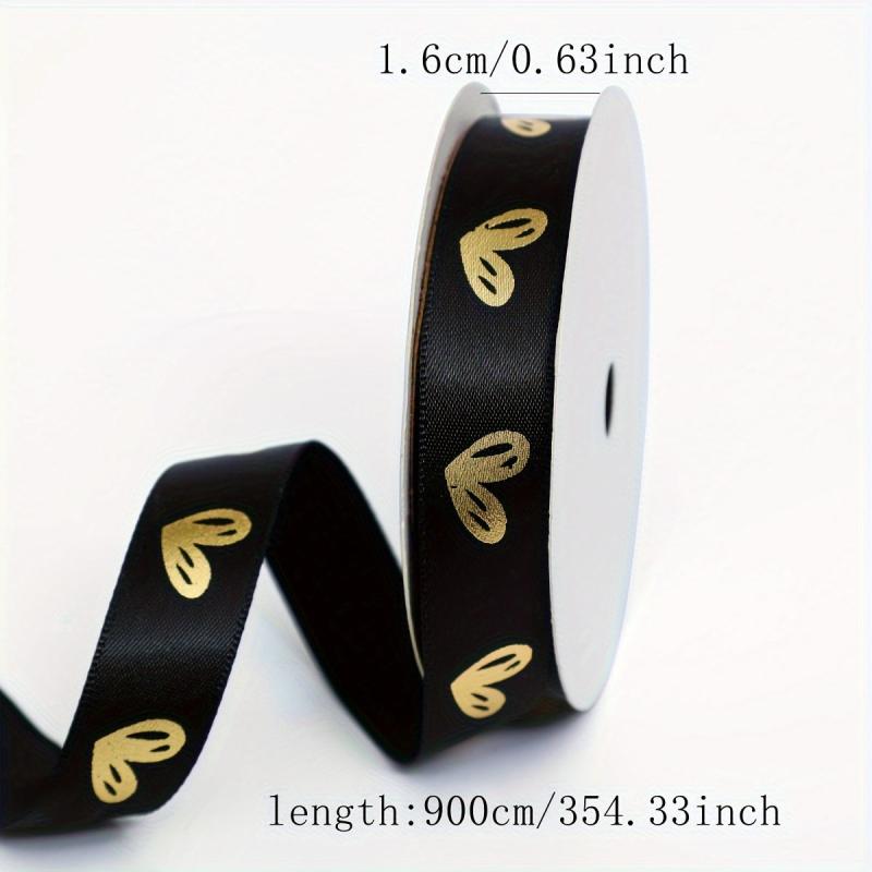 9m Hot Stamping Peach Heart Ribbon for Gift Packaging & Bouquets