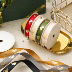 9m Hot Stamping Peach Heart Ribbon for Gift Packaging & Bouquets