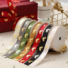 9m Hot Stamping Peach Heart Ribbon for Gift Packaging & Bouquets